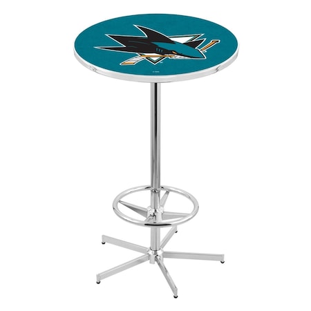 Holland Bar Stool Co 42" Chrome San Jose Sharks Pub Table L216C4228SJShar